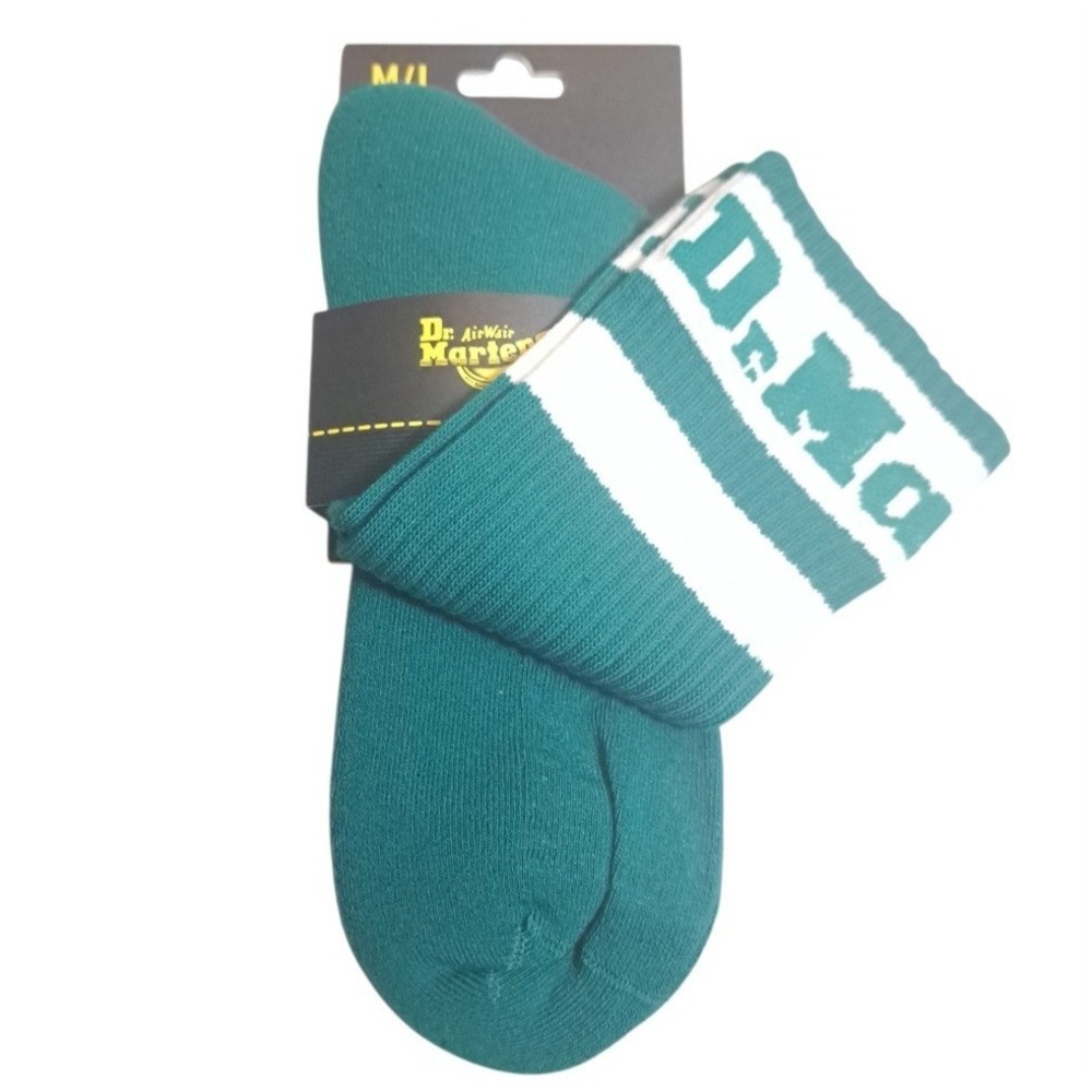 1‎ Pair Dr Martens Athletic Logo Socks Size M/L Teal Green Organic & White